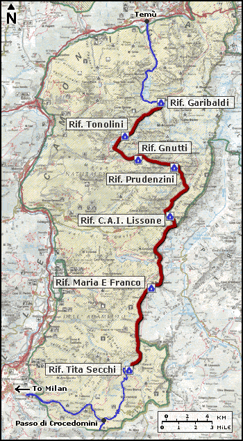 Map of the Alta Via Adamello
