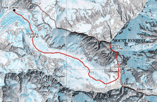 South Col Route Map