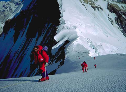 Climbers on North Col