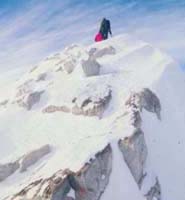 Peggy Foster on the summit ridge.