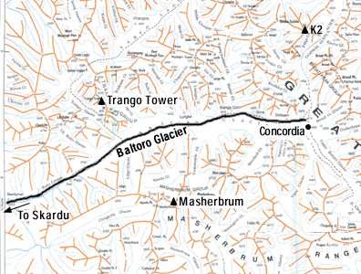 Map of Baltoro Glacier