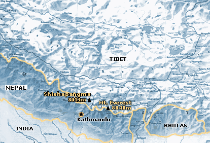 Map of Tibet and Nepal