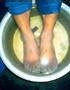 Makalu Gau soaking feet.
