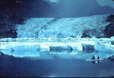 Glacier ice and kayaks