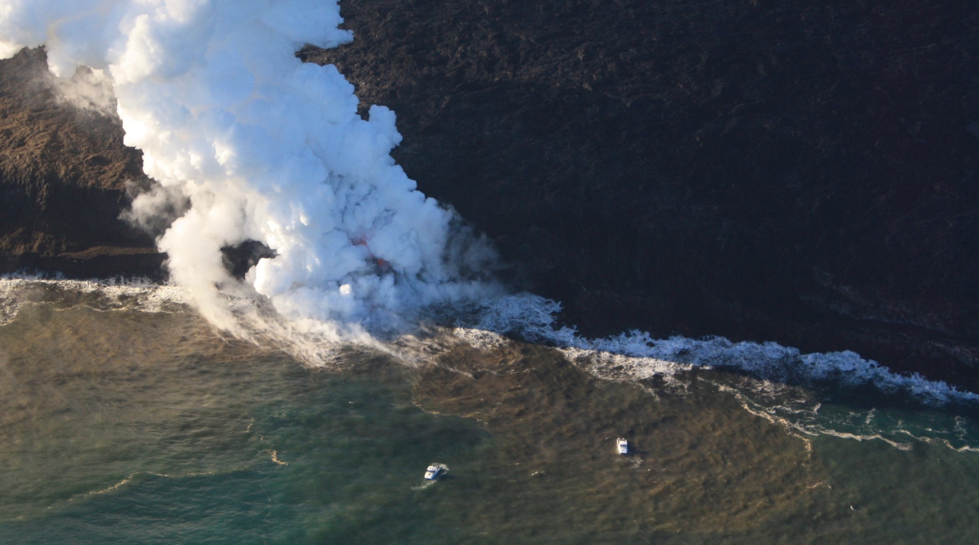 Kilauea Lava Flowing into Pacific from Helicopter-Bryce Stevens (Large)